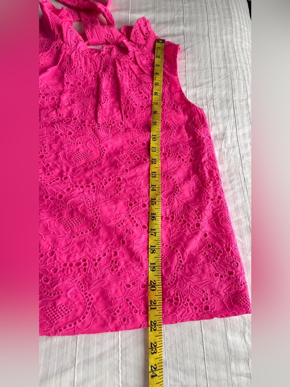 LILLY PULITZER Top, Blouse, XS, Dahliana Eyelet, Bright Pink, Summer - Picture 6 of 8